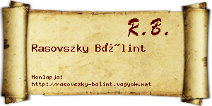 Rasovszky Bálint névjegykártya